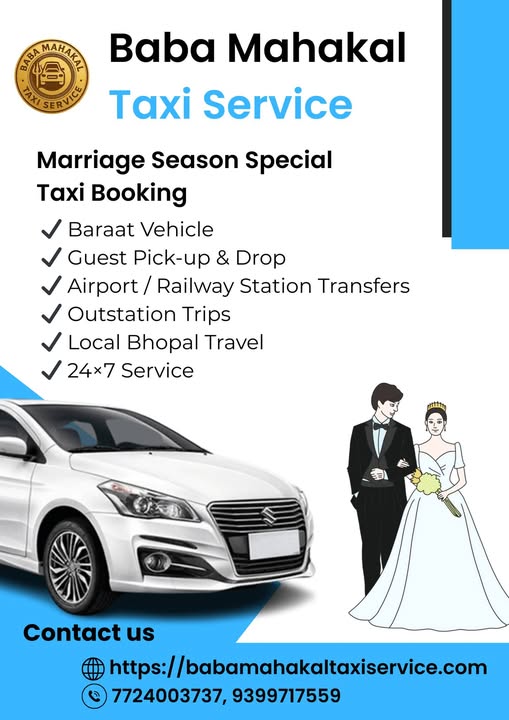 Bhopal wedding cab for guest pickup and baraat travel